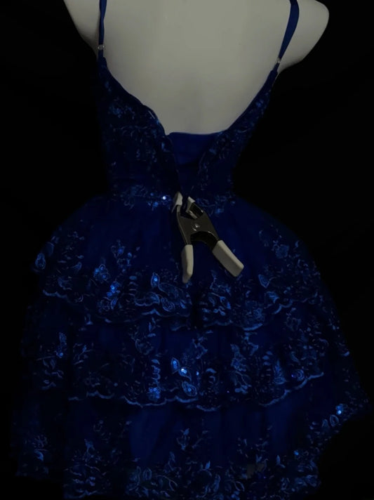 Modest Ball Gowns Spaghetti Strap Royal Blue Lace Graduation Dresses Short High School For 8th Grade Senior Inspo Homecoming Gown RB3345
