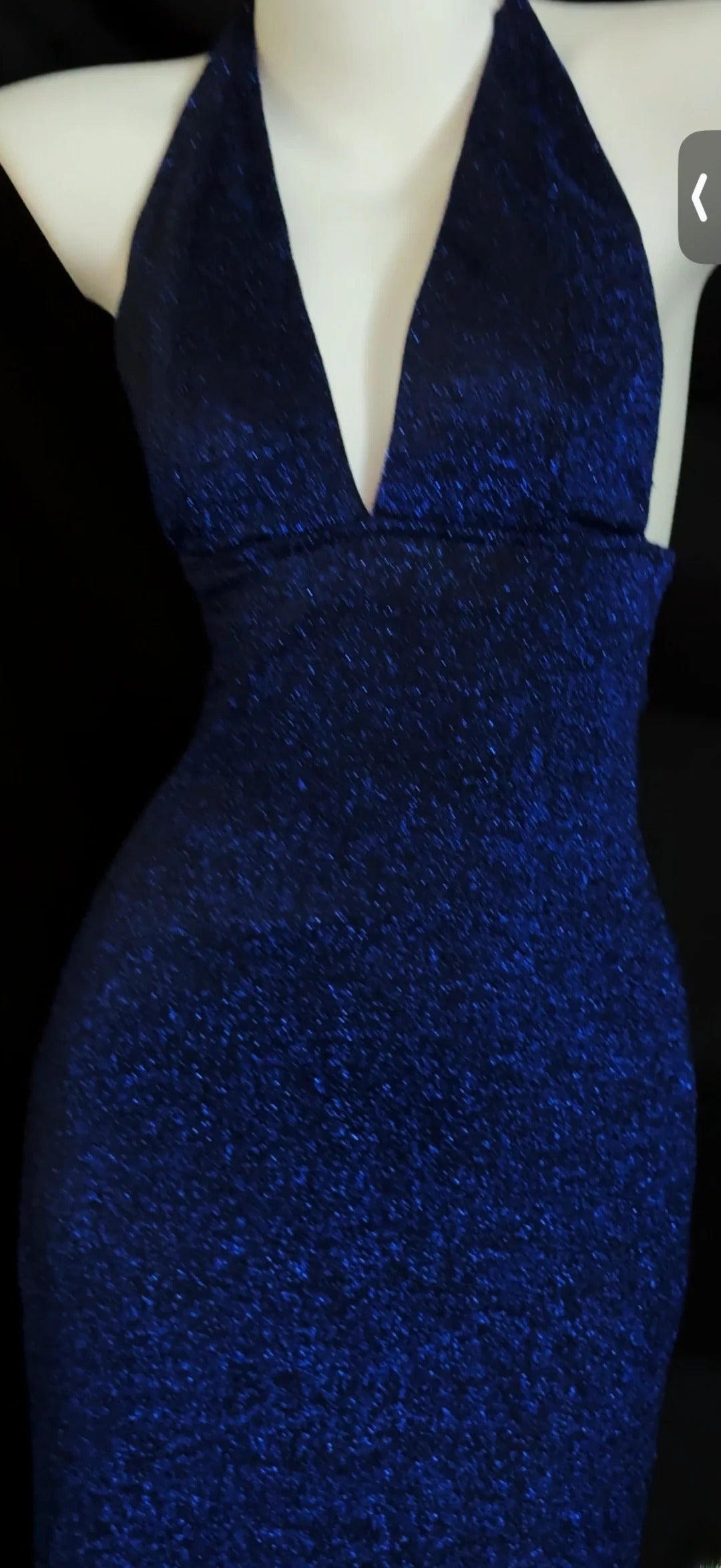 Glitter Prom Dresses Mermaid Halter Royal Blue Sequin Long Evening Formal Dress RB3346