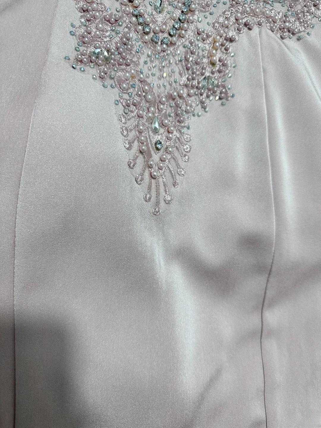 Vintage Prom Dresses 90s A line Pink Chiffon With Long Sleeves Beading Evening Formal Outfits RB5816