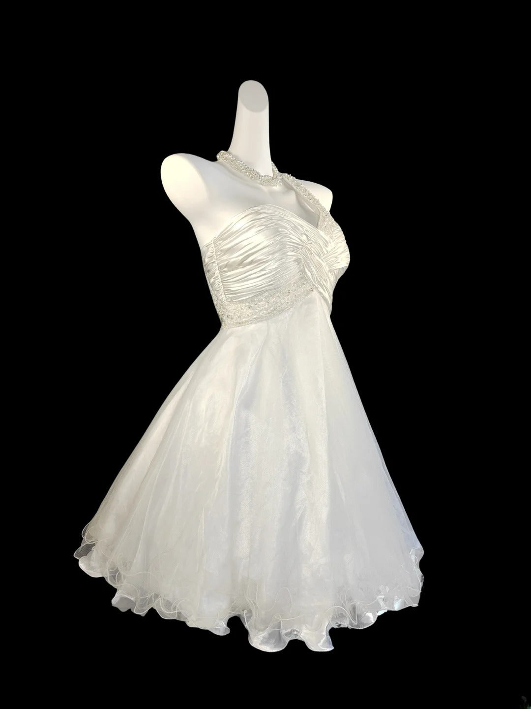 Robe de bal vintage asymétrique blanche, robe de soirée courte pour un 16e anniversaire, robe de cocktail AB2515