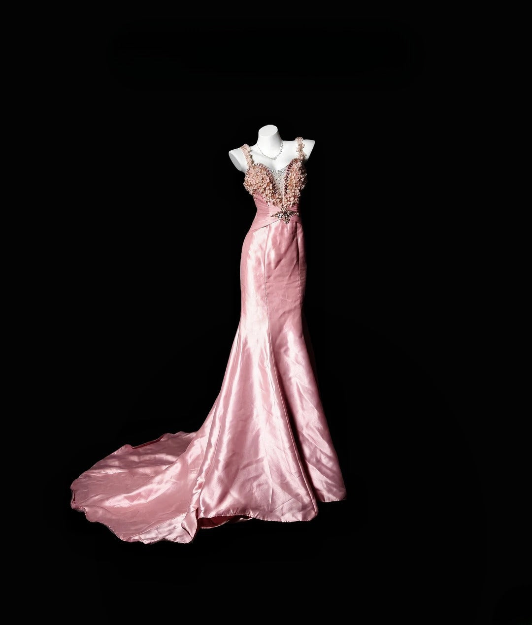 Vintage Prom Dresses Mermaid Spaghetti Strap Pink Satin With Beading 1950s Retro Classy Party Formal Outfits RB6357