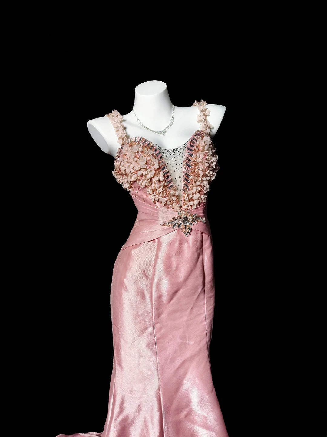 Vintage Prom Dresses Mermaid Spaghetti Strap Pink Satin With Beading 1950s Retro Classy Party Formal Outfits RB6357