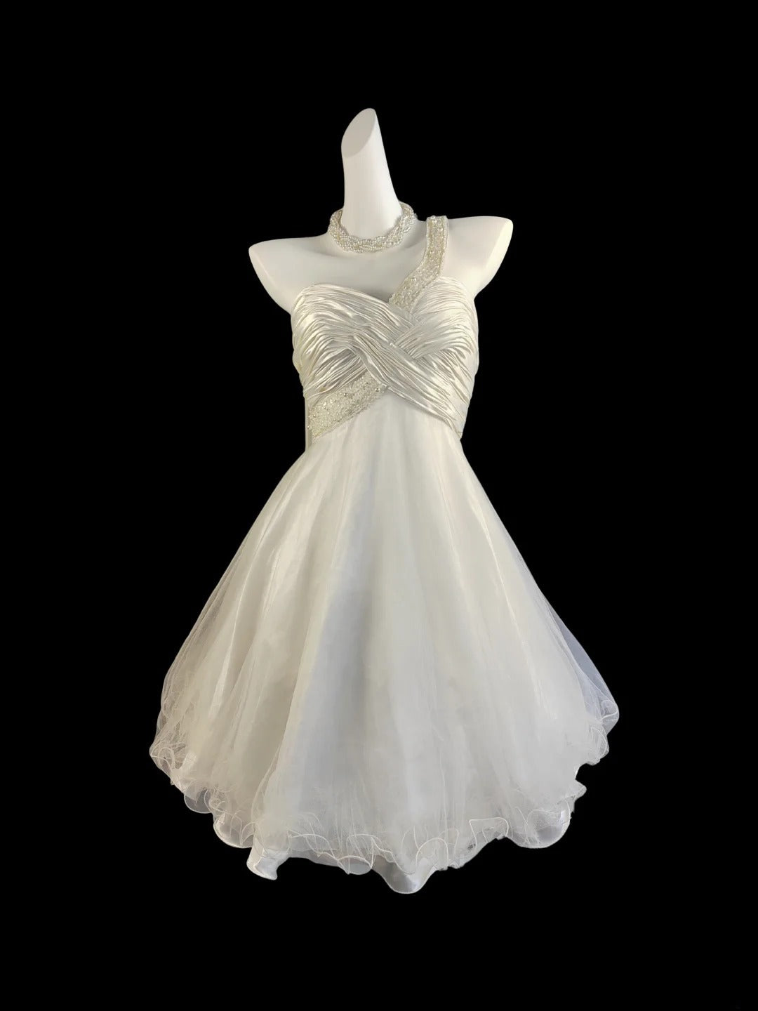 Robe de bal vintage asymétrique blanche, robe de soirée courte pour un 16e anniversaire, robe de cocktail AB2515
