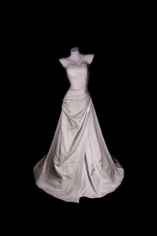 Vintage Wedding Dress Mermaid Strapless Satin With Corset Fitted Back White Bridal Gown for Big Day RB9814