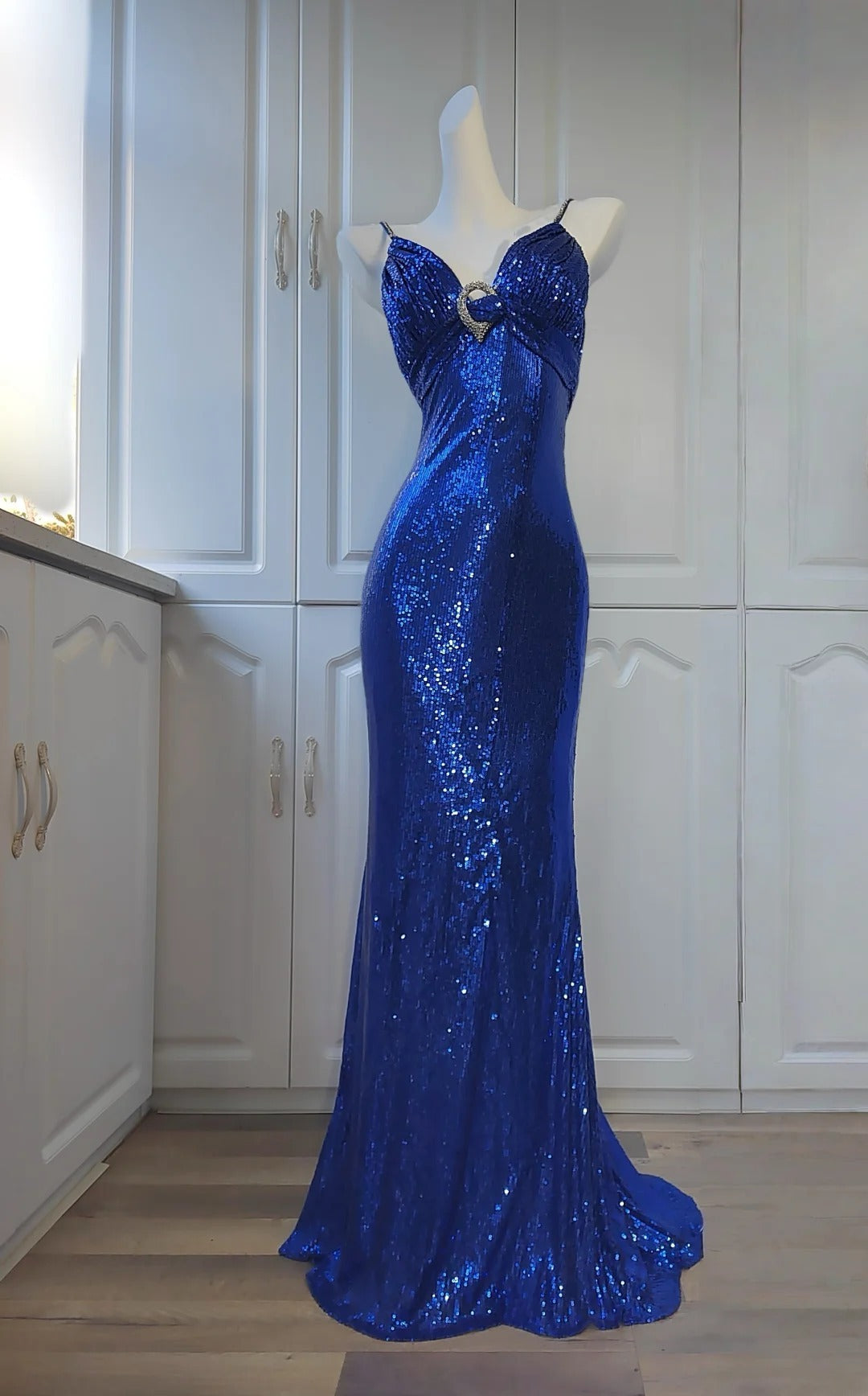 Modest Mermaid Spaghetti Straps Royal Blue Sequins With Beads Evening Dresses High School Teens Senior Night Dance Party Outfits AB2517