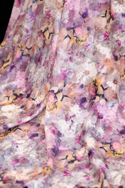 Elegantes, geblümtes A-Linien-Abendkleid mit Herzausschnitt und Cape aus Chiffon – ein beeindruckendes langes Abendkleid für festliche Anlässe (SA007)