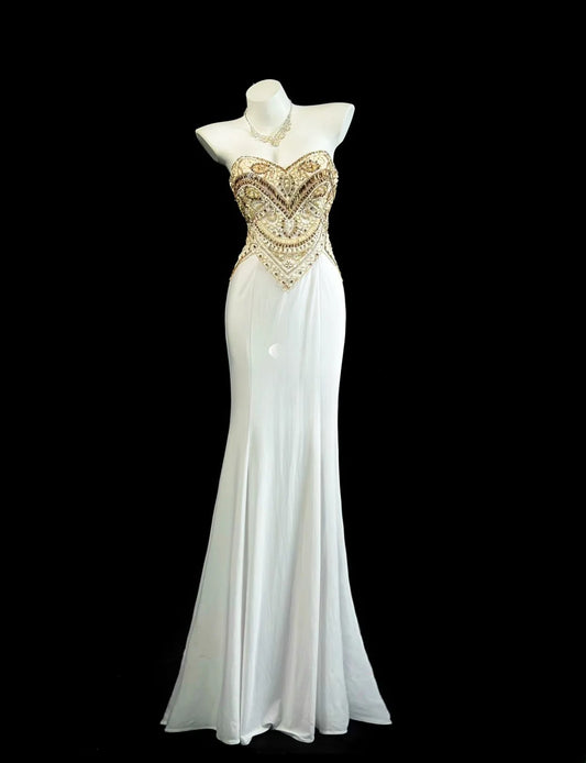 Sophisticated Prom Dresses Mermaid Sweetheart With Gold Beading Long Evening Dress Formal Outfits RB5821