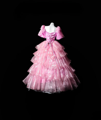 Pretty Ball Gown Square Neck Pink WIth Half Sleeve Moda 2000 Quince Dress Long 15 Quinceanera Dresses Ideas Formal Outfit RB6360