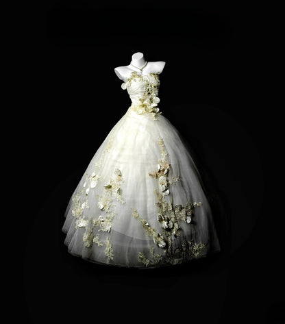 Pretty Ball Gown Strapless With 3D Lace Moda 2000 Quince Dress Long 15 Quinceanera Dresses Ideas Formal Outfit RB6361