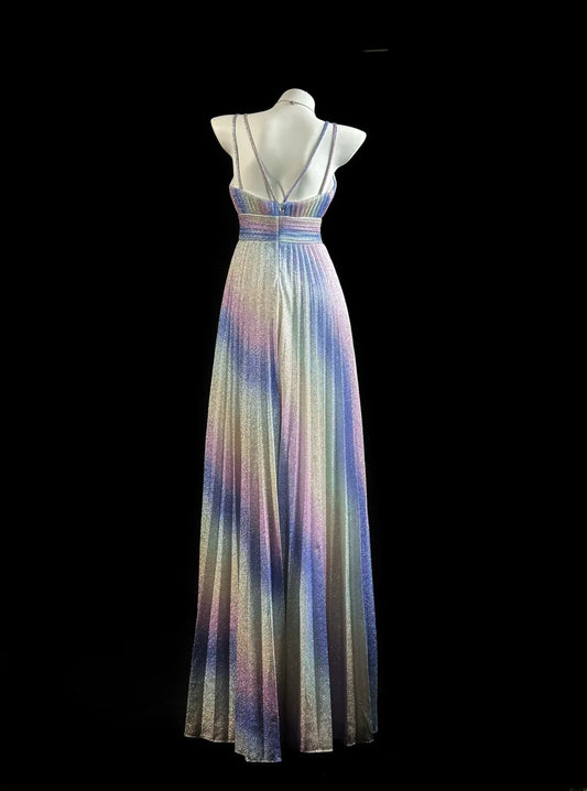 Vintage Prom Dresses A Line Spaghetti Strap Gradient Colors With Ruffled Evening Dress Formal Outfits RB5822