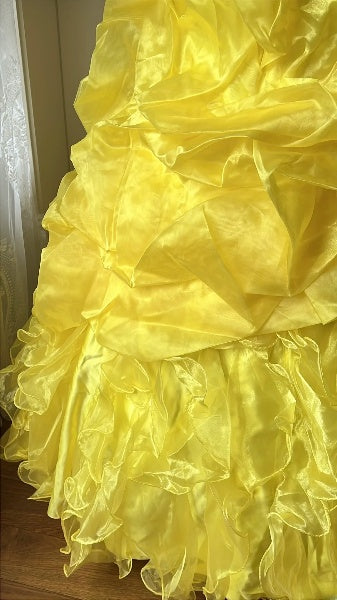 Sweet 15 Quinceanera Dress Ball Gown Sweetheart Yellow With Silver Beading Long 15th Birthday Gown RC0379