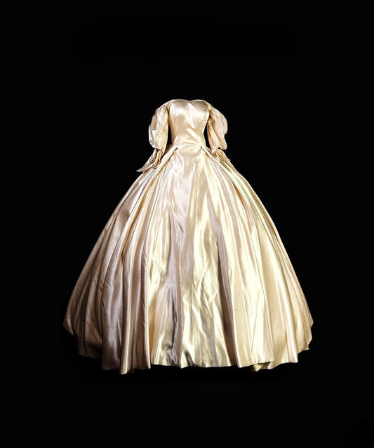 Pretty Ball Gown Off The Shoulder Gold Satin With Sleeves Moda 2000 Quince Dress Long 15 Quinceanera Dresses Ideas Formal Outfits RB6364