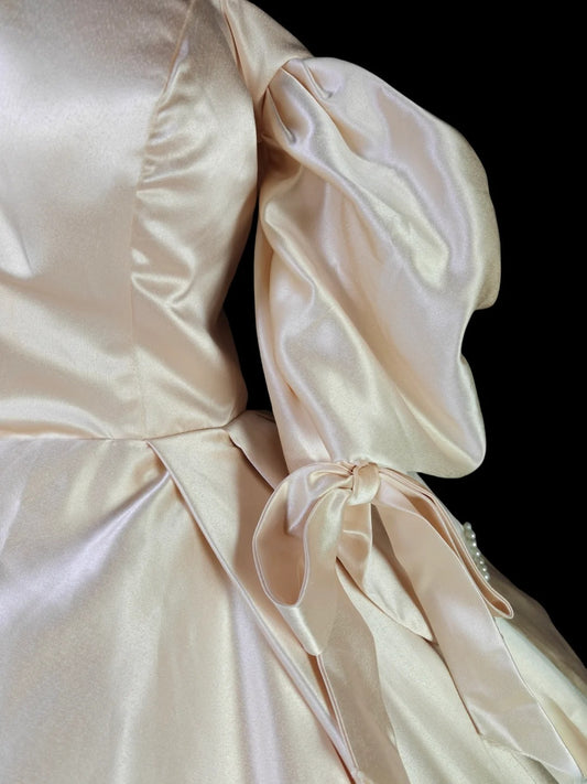 Pretty Ball Gown Off The Shoulder Gold Satin With Sleeves Moda 2000 Quince Dress Long 15 Quinceanera Dresses Ideas Formal Outfits RB6364