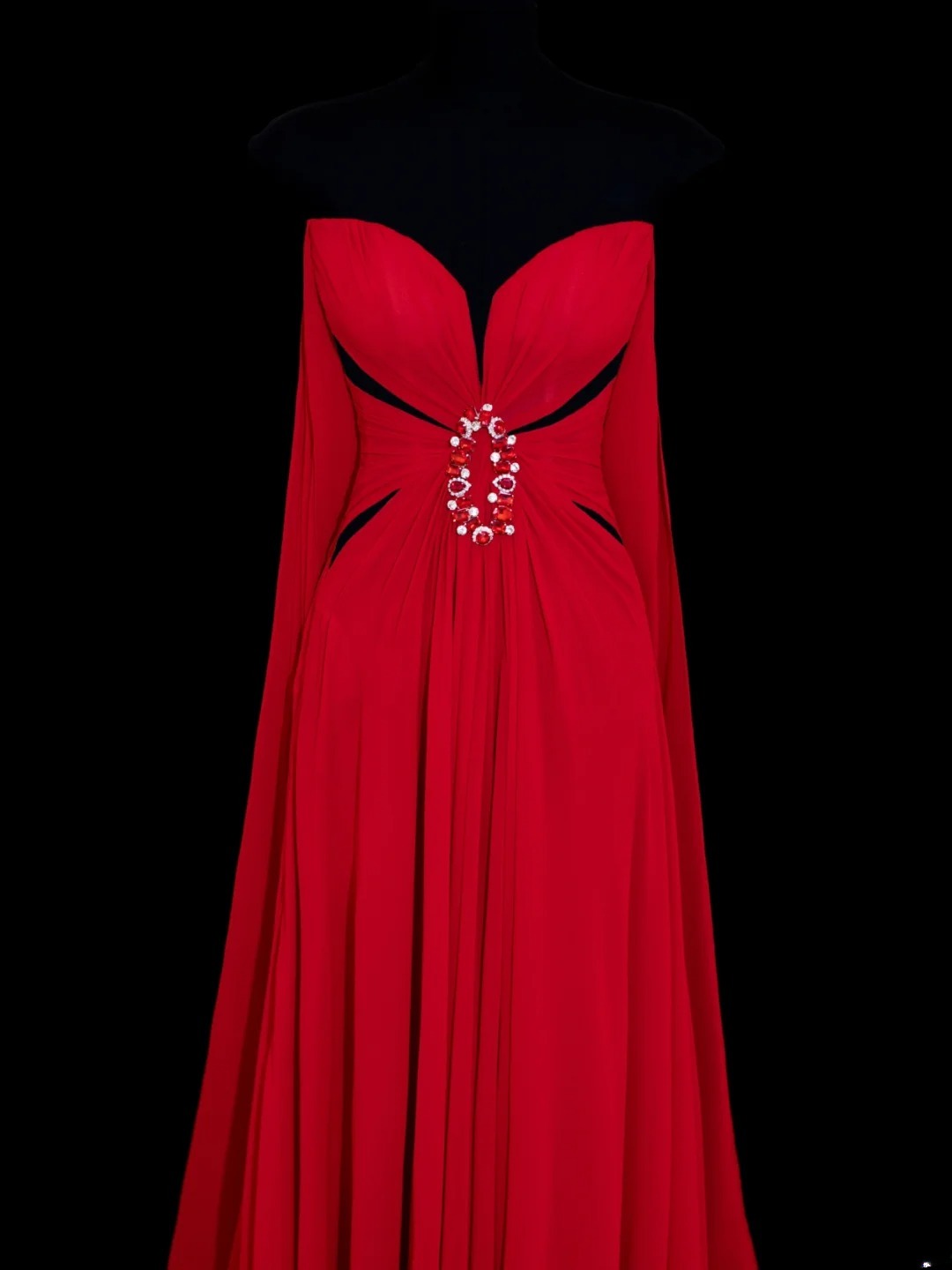 Elegantes, schlichtes A-Linien-Abendkleid mit herzförmigem Ausschnitt und Cape-Stil aus Chiffon – ein beeindruckendes langes Abendkleid für festliche Anlässe (SA013).
