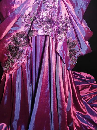 Robe de bal longue sans manches en satin rose fuchsia, coupe trapèze, asymétrique, épaule dénudée, pour fin d'études secondaires (AS013)
