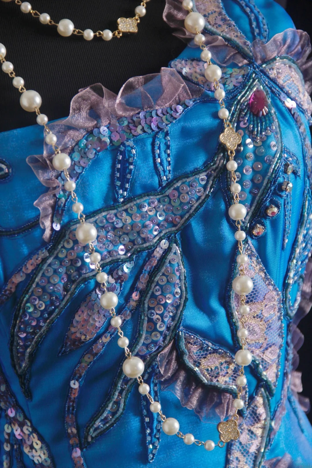 Robe de bal vintage années 90, sirène, bretelles spaghetti, longue robe de soirée en mousseline bleue, référence AS013