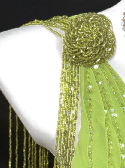 Modeste Robes de bal Sirène Asymétrique Vert avec Perles Longues Tenues de Soirée Formelles RB3355