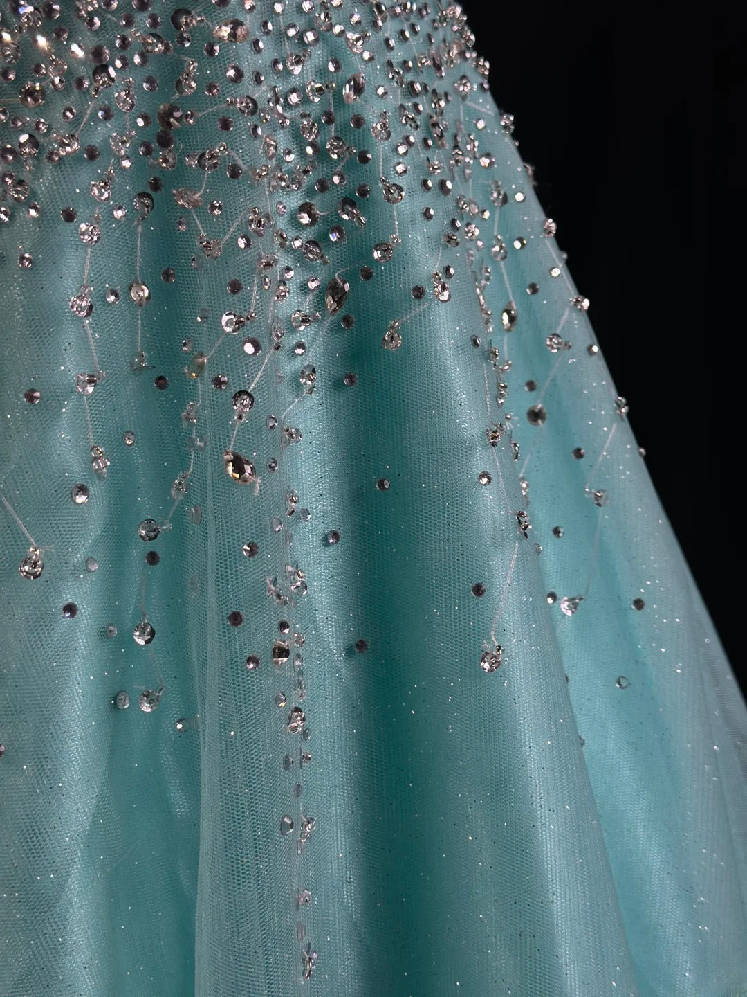 Refined Prom Dresses A Line Sweethart Blue Tulle With Beading Evening Dress Formal Outfits RB5825