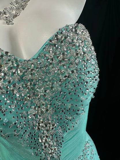 Refined Prom Dresses A Line Sweethart Blue Tulle With Beading Evening Dress Formal Outfits RB5825