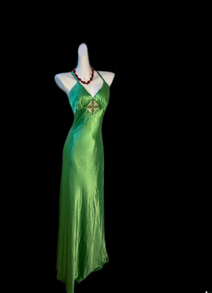Modest Sheath Spaghetti Strap Green Satin Evening Dresses High School Teens Senior Night Dance Prom Outfits AS014