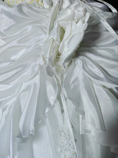 Vintage Ball Gown Sweetheart White Taffeta With Appliqued Lace Brides Gown Bridal Dress Wedding Dresses Style RB7554