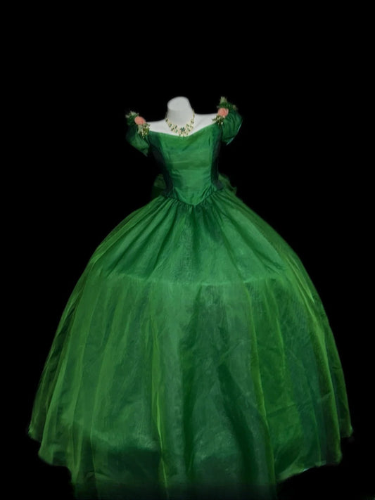 Prinzessinnen Ballkleid Dunkelgrün mit Rosa Blumen Lange Sweet 16 Kleider Quinceanera Kleid RB3357