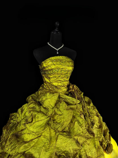 Pretty Ball Gown Strapless Olive Green Taffeta Tulle Moda 2000 Quince Dress Long 15 Quinceanera Dresses Ideas Formal Outfits RB6365