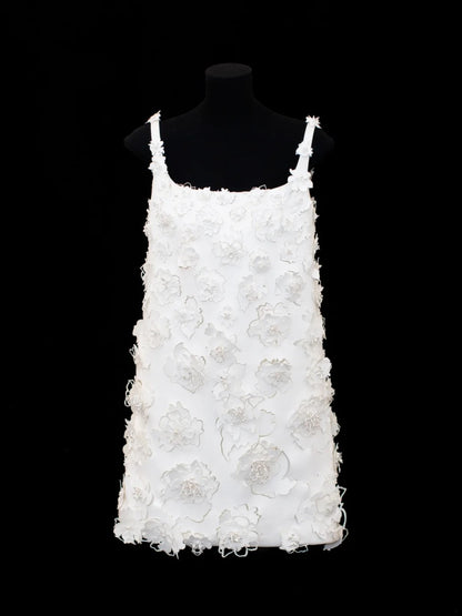 Robes de mariée élégantes et modestes pour la mariée, coupe trapèze, col carré orné de fleurs, courtes, tailles petites et grandes, SA016