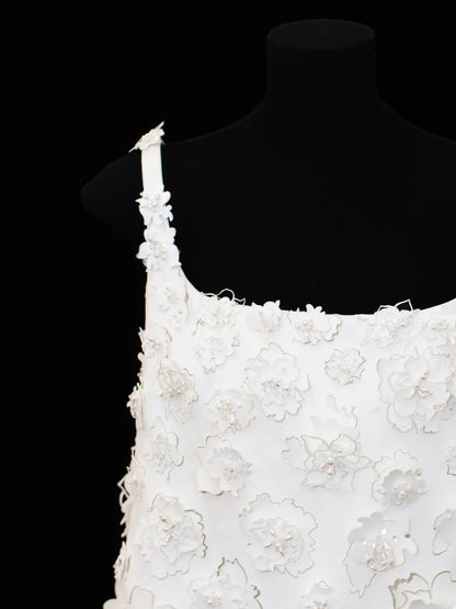 Robes de mariée élégantes et modestes pour la mariée, coupe trapèze, col carré orné de fleurs, courtes, tailles petites et grandes, SA016