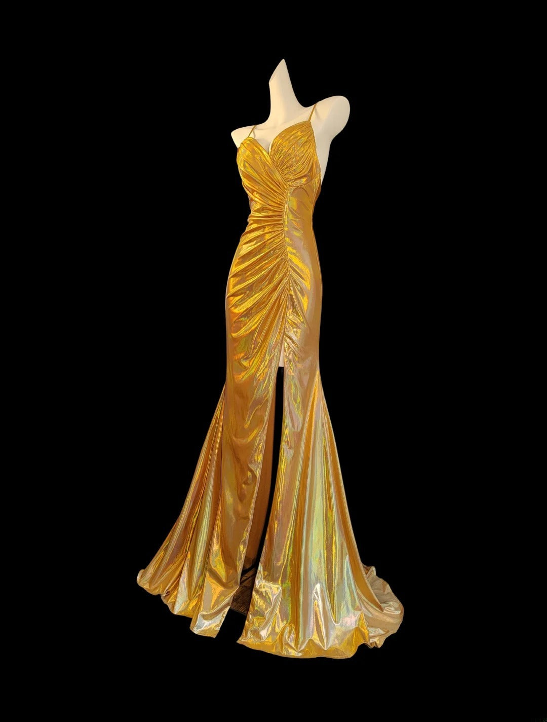 Robe de soirée sirène modeste à fines bretelles en satin orange, tenue de bal de fin d'année pour adolescentes (AS017)