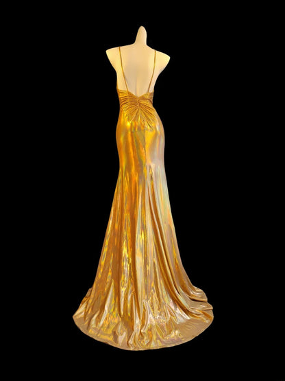 Robe de soirée sirène modeste à fines bretelles en satin orange, tenue de bal de fin d'année pour adolescentes (AS017)