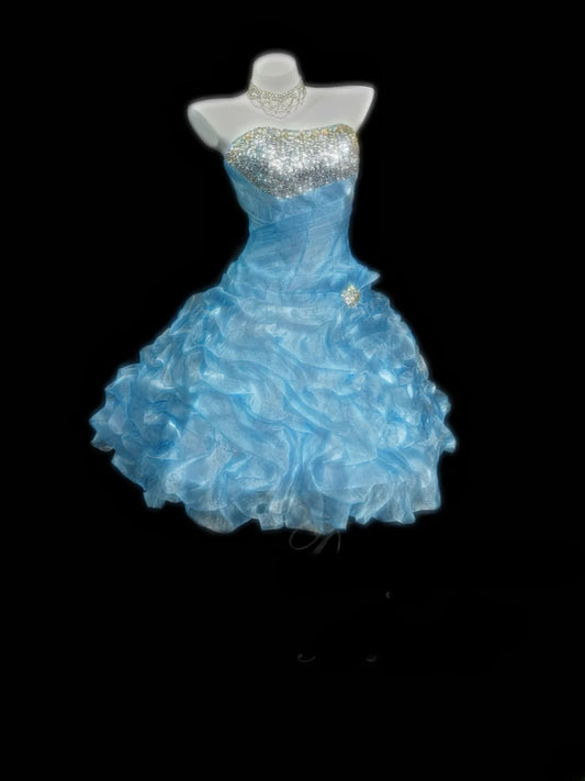 Classy Ball Gowns Strapless Blue Mini Graduation Dresses Short High School For 8th Grade Senior Inspo Homecoming Gown RB3359