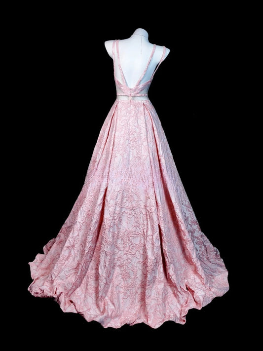 Rosafarbenes A-Linien-Abschlussballkleid mit Trägern, Satin und Spitze, schlicht, bodenlang, formelles Abendkleid RB9823