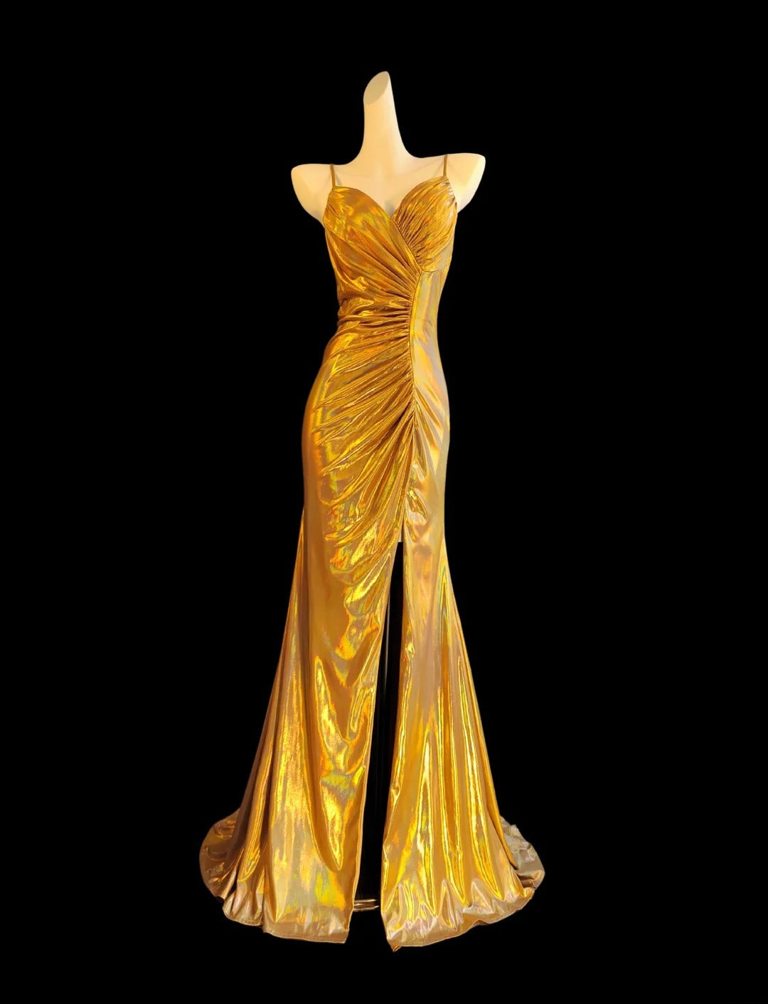 Robe de soirée sirène modeste à fines bretelles en satin orange, tenue de bal de fin d'année pour adolescentes (AS017)