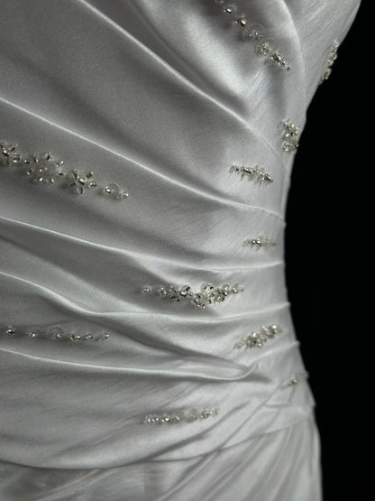 Refined Prom Dresses Mermaid One Shoulder White Taffeta With Beading Evening Dress Formal Outfits RB5827