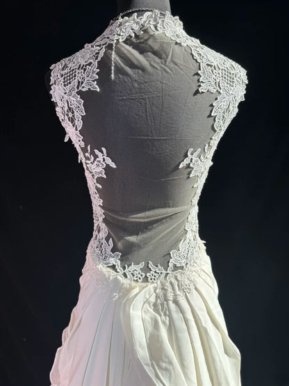 Robe de mariée vaporeuse, robe de mariée trapèze à bretelles spaghetti, satin blanc, tailles petites et grandes, ornée de perles, AS018