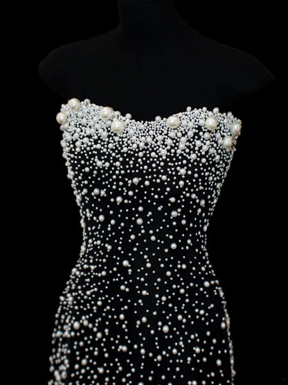 Preiswertes, paillettenbesetztes, elegantes Meerjungfrauen-Kleid im Stil der 1950er Jahre mit Perlenstickerei – ein beeindruckendes langes Ballkleid für festliche Anlässe und Partys (SA018).