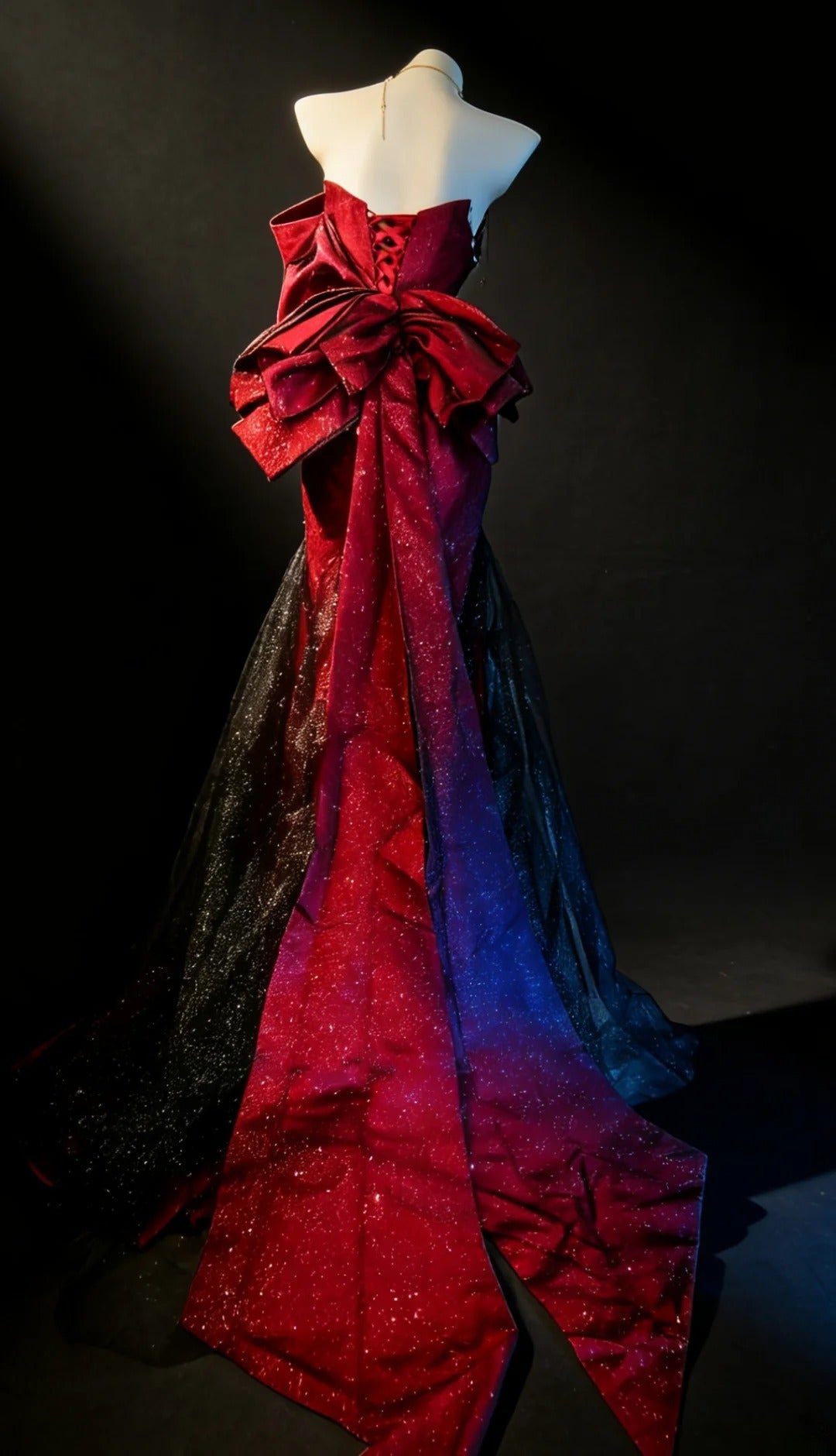 Einzigartiges Meerjungfrauen-Abendkleid aus burgunderrotem Satin mit schwarzem Tüll-Oberteil für Damen, langes Ballkleid, 20. Geburtstagskleid AS018