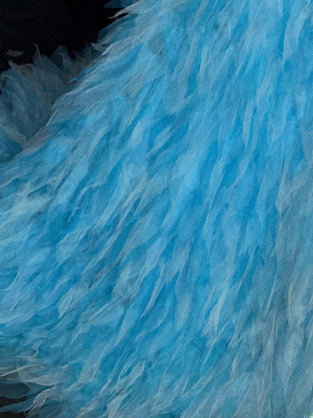 Bescheidene Abschlussballkleider Meerjungfrau Blau mit Rüschen Tüll Lange Abendgarderobe Formelle Outfits RB3361