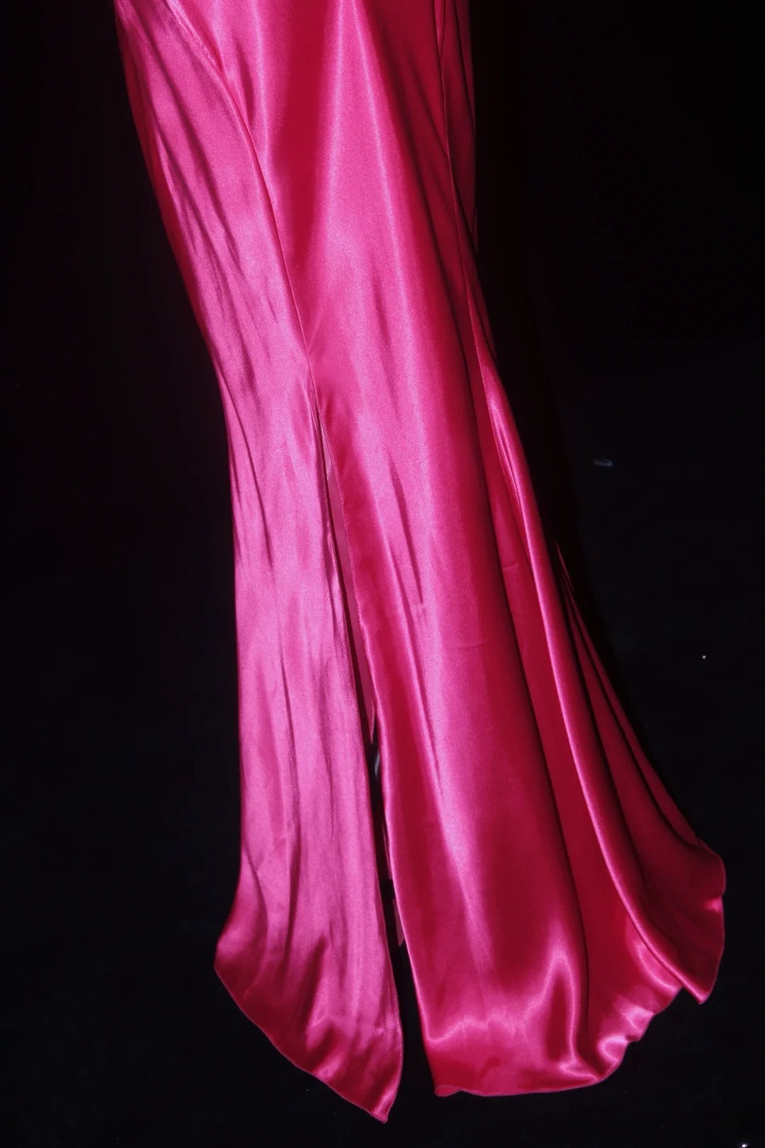 Vintage-Abendkleider im 90er-Jahre-Stil, Meerjungfrauen-Schnitt, Spaghettiträger, pinkfarbener Satin mit Perlenstickerei, lange Partykleider, Ballkleider AS019