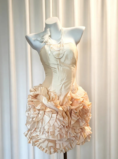 Robe fourreau bustier vintage en satin, robe de bal courte pour un 18e anniversaire, robe de soirée, robe de cocktail AS020