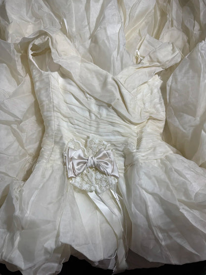 Wedding Dresses Drop Waist 1950s 1940s Ball Gown Off The Shoulder With Tiered White Petite/Plus Size Bridal Gown For Women AS020