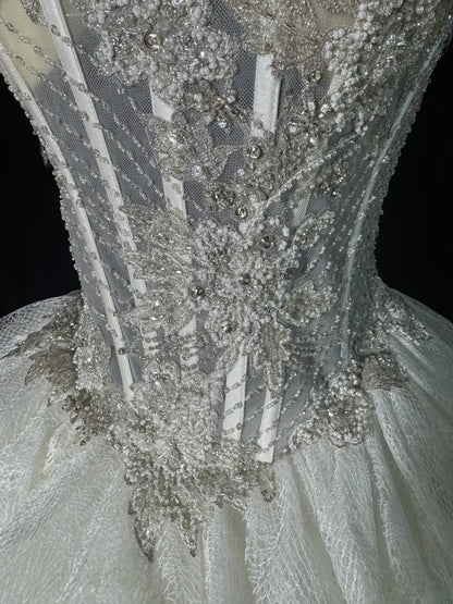 Ethereal Wedding Gowns Brides Dresses Ball Gown Sweetheart Strapless For Bride Lace White Petite/Plus Size Bridal Gown with Beads For Women AS021