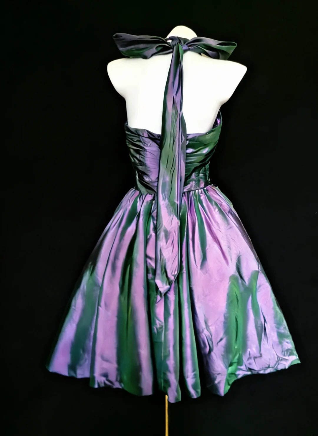 Robe de bal vintage dos nu en taffetas violet, robe de soirée courte pour un 16e anniversaire, robe de cocktail AS021