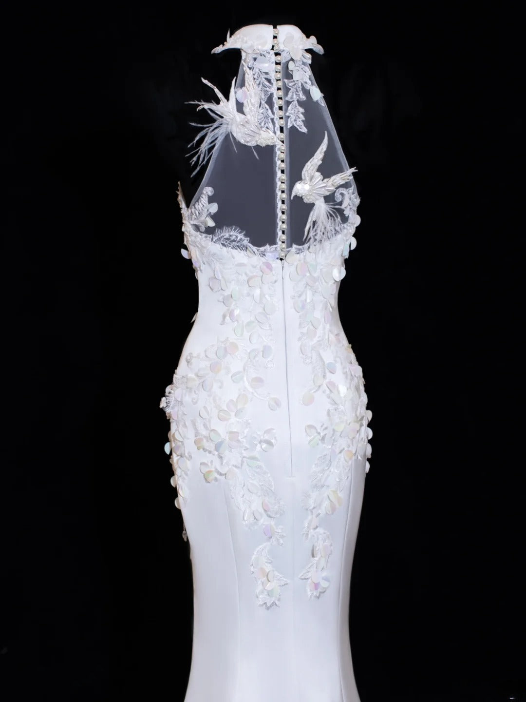 Prinzessinnen-Hochzeitskleider, elegant und schlicht für die Braut, Meerjungfrauen-Stil, hoher Kragen, Weiß, Brautkleider in kleinen/großen Größen für Damen SA021