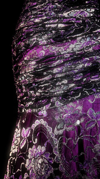 Grape Prom Dress Mermaid One Shoulder Lace Satin Modest Floor Length Formal Party Gown RB9827