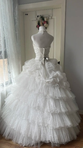 Sweet 16 Dresses Long Sweetheart White Tulle Floor Length Ball Gown Sweet Sixteen Birthday Gown RC0393