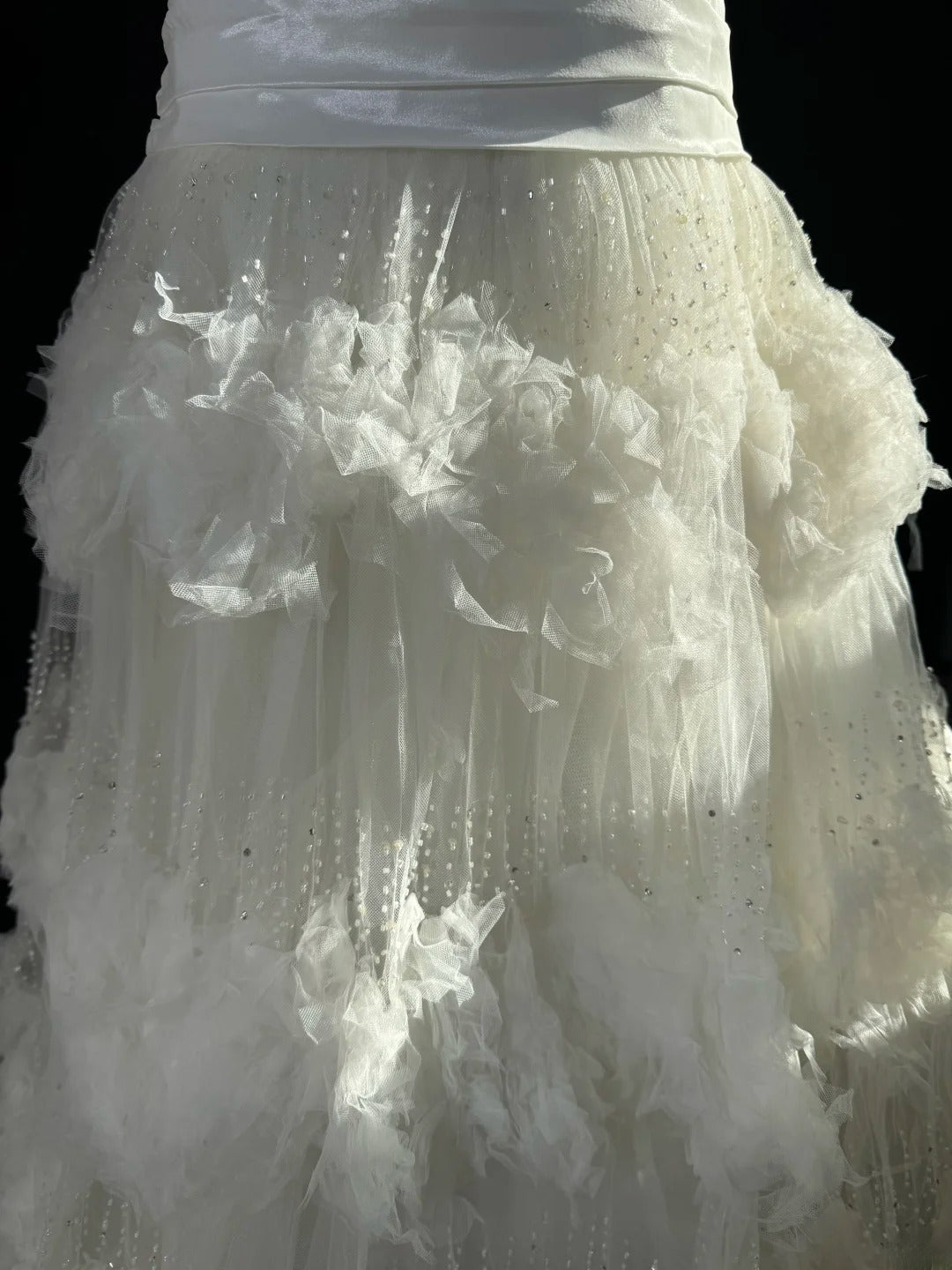 Robe de mariée sirène intemporelle pour femme, bustier sans manches, en tulle blanc à volants plissés et perles, coupe longue vintage années 1920 AS024