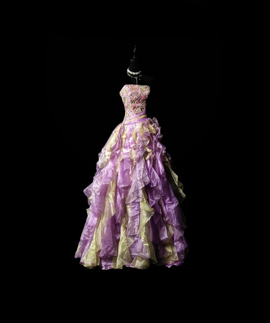 Pretty Ball Gown Strapless Multi Colors Yellow Lilac Quinceañera Dress Moda 2000 Long 15 Quinceanera Dresses Ideas Sweet 16 Outfits RB6372