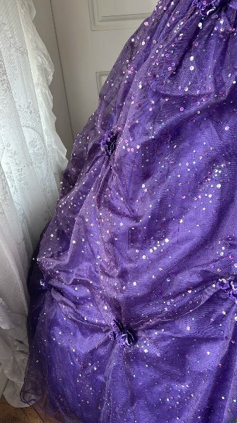 Sweet 16 Dresses Long Strapless Purple Tulle Floor Length Ball Gown Sweet Sixteen Birthday Gown RC0395